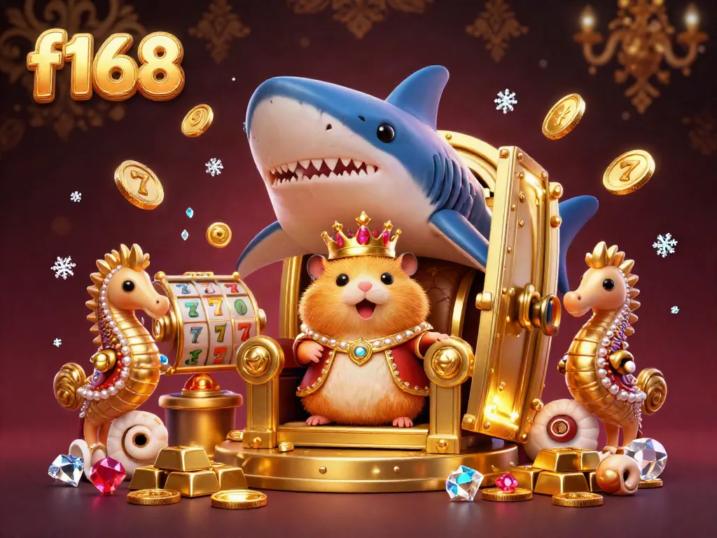 Experience excitement at f168 with a fierce hamster king and dazzling treasures in a captivating casino scene.