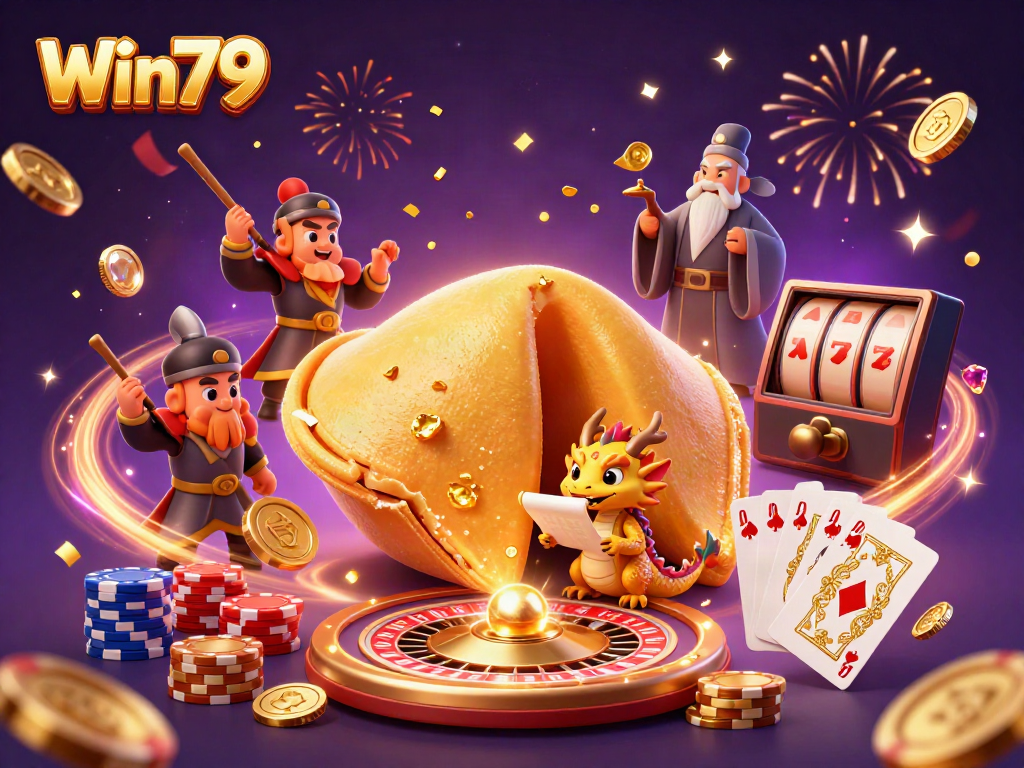 Win79 animates thrilling casino excitement with dynamic characters and gleaming treasures.